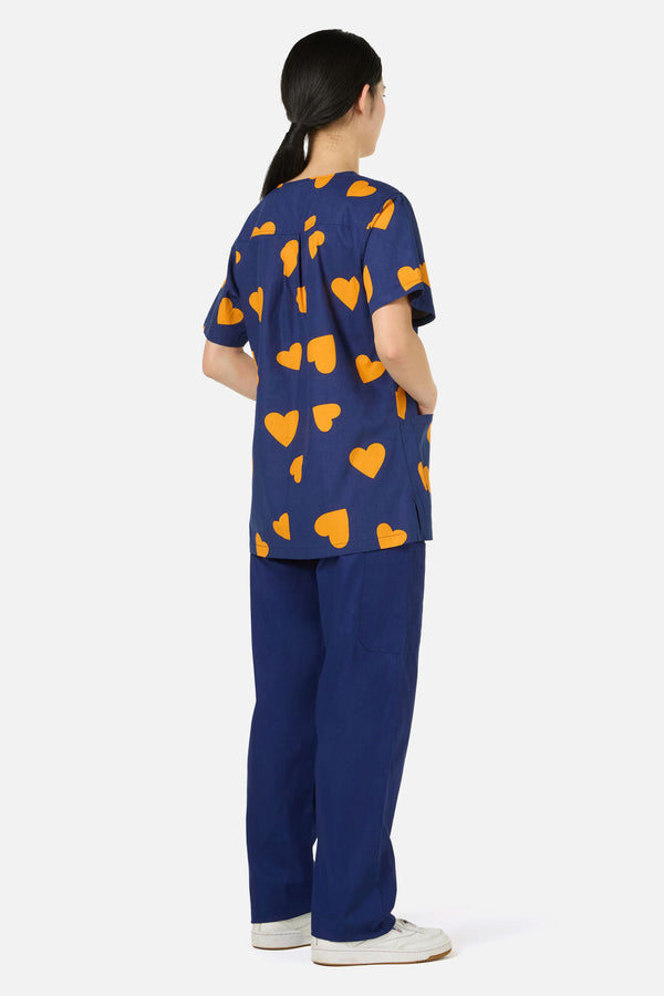 Scrubs With Love - Orange Hearts Top&Pant scrubs - navy