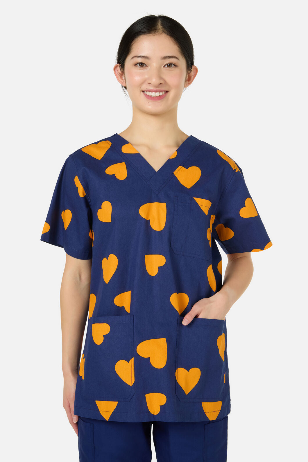 Scrubs With Love - Orange Hearts Top&Pant scrubs - navy