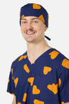 Scrubs With Love - Orange Hearts scrub hat - navy