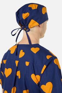 Scrubs With Love - Orange Hearts scrub hat - navy