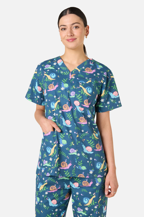 Scrubs With Love - Snailed It Scrub Set - blue