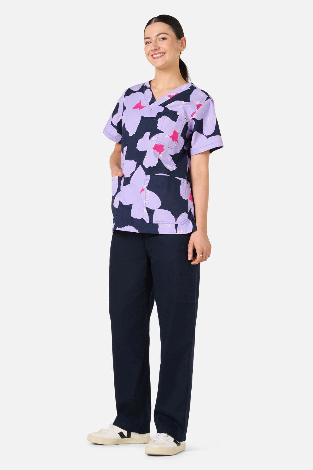 Scrubs With Love - Poppy Blue Top& Pant scrub set - navy