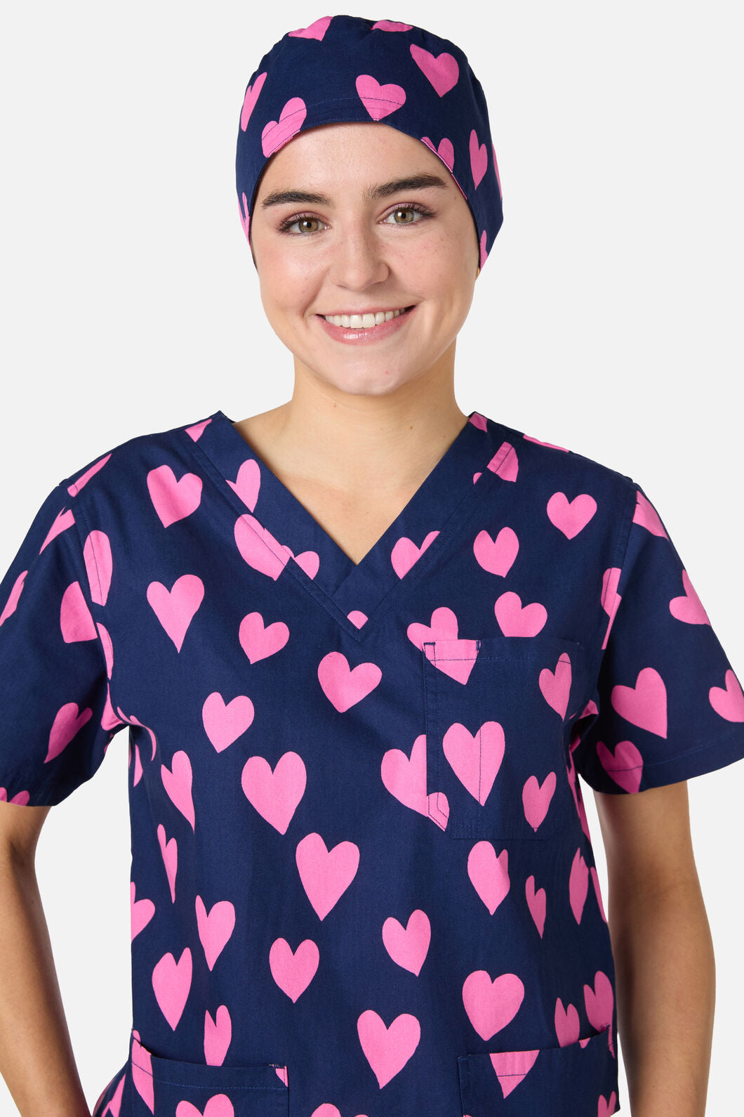 Scrubs With Love - Love Hearts Navy Scrub Hat - navy