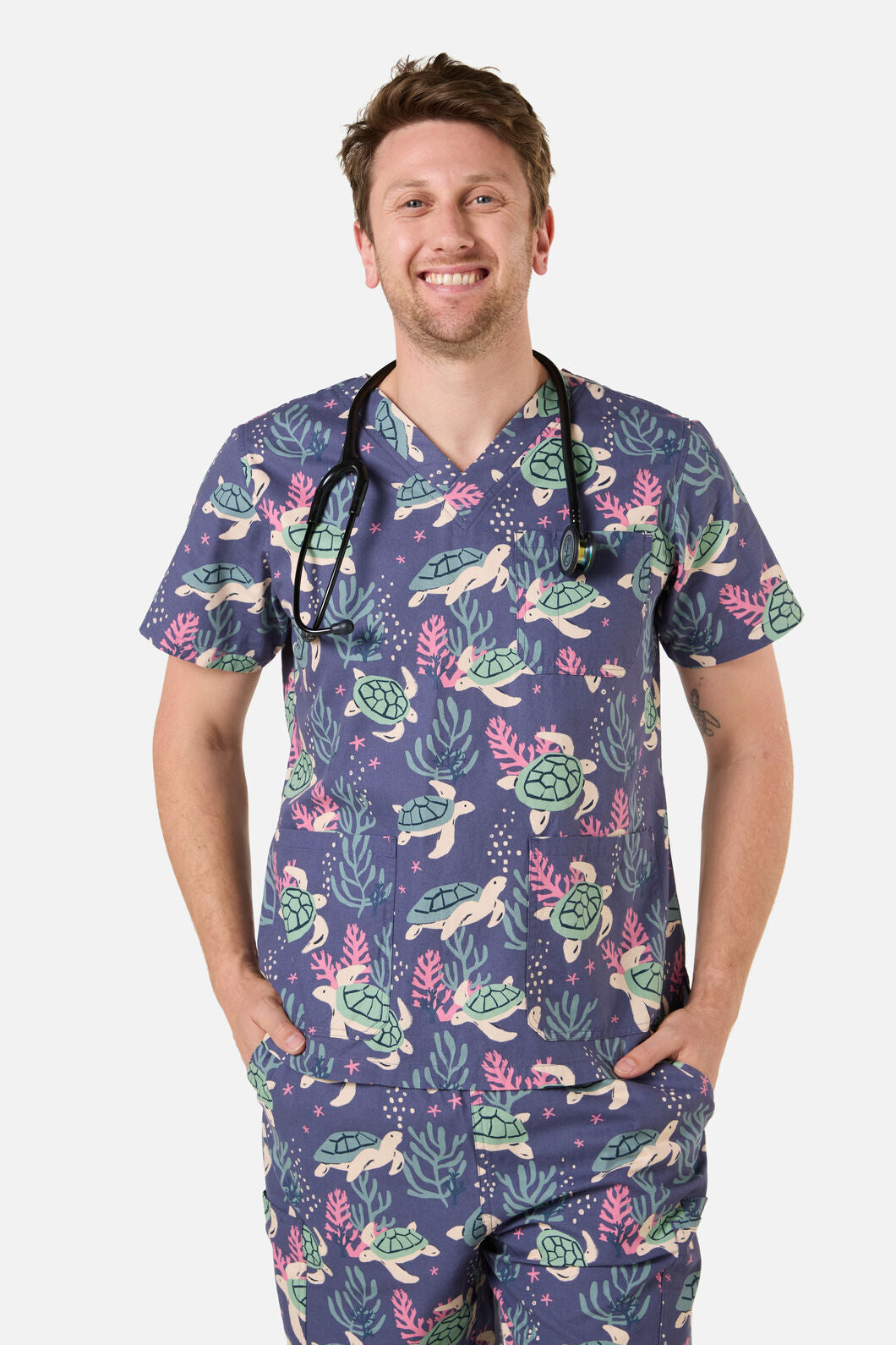 Scrubs With Love - SEA TURTLE SCRUB SET - blue