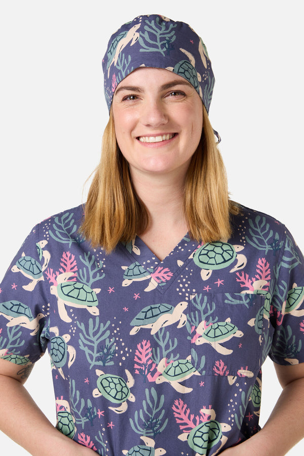 Scrubs With Love - Sea Turtle Scrub Hat - blue