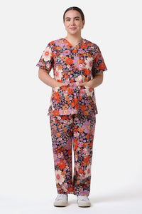 Scrubs With Love - SUNNY FLORAL SCRUB SET - navy