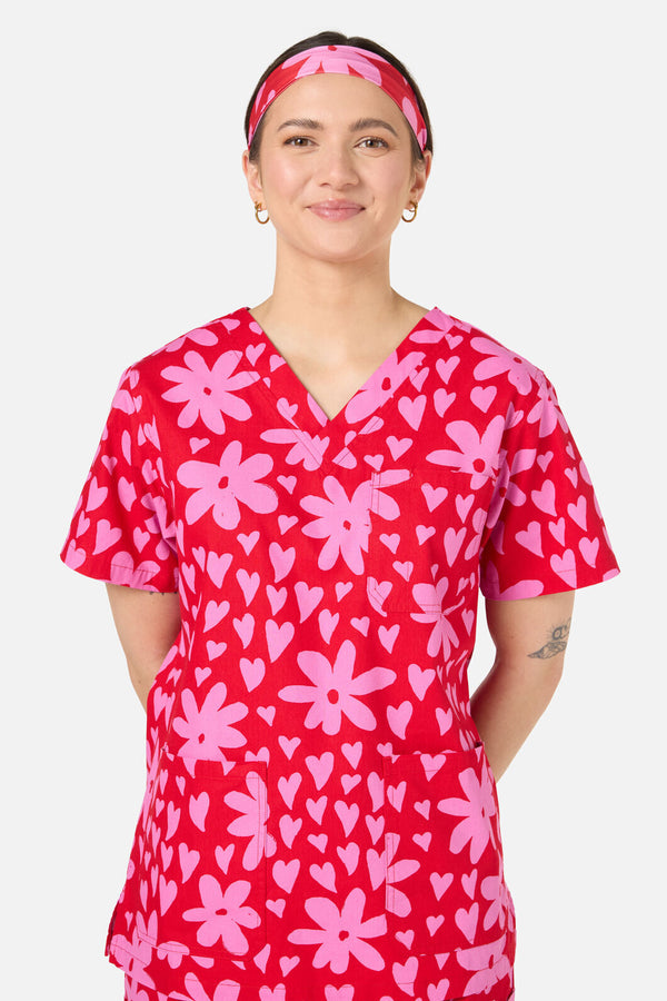 Scrubs With Love - Valentina scrub headband - red