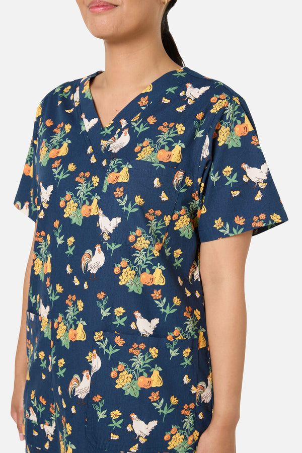 Scrubs With Love - Chickens scrub set - navy