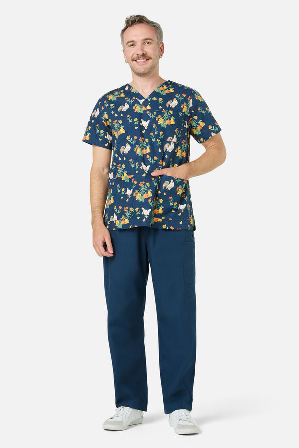 Scrubs With Love - Chickens scrub top &bottom set - navy