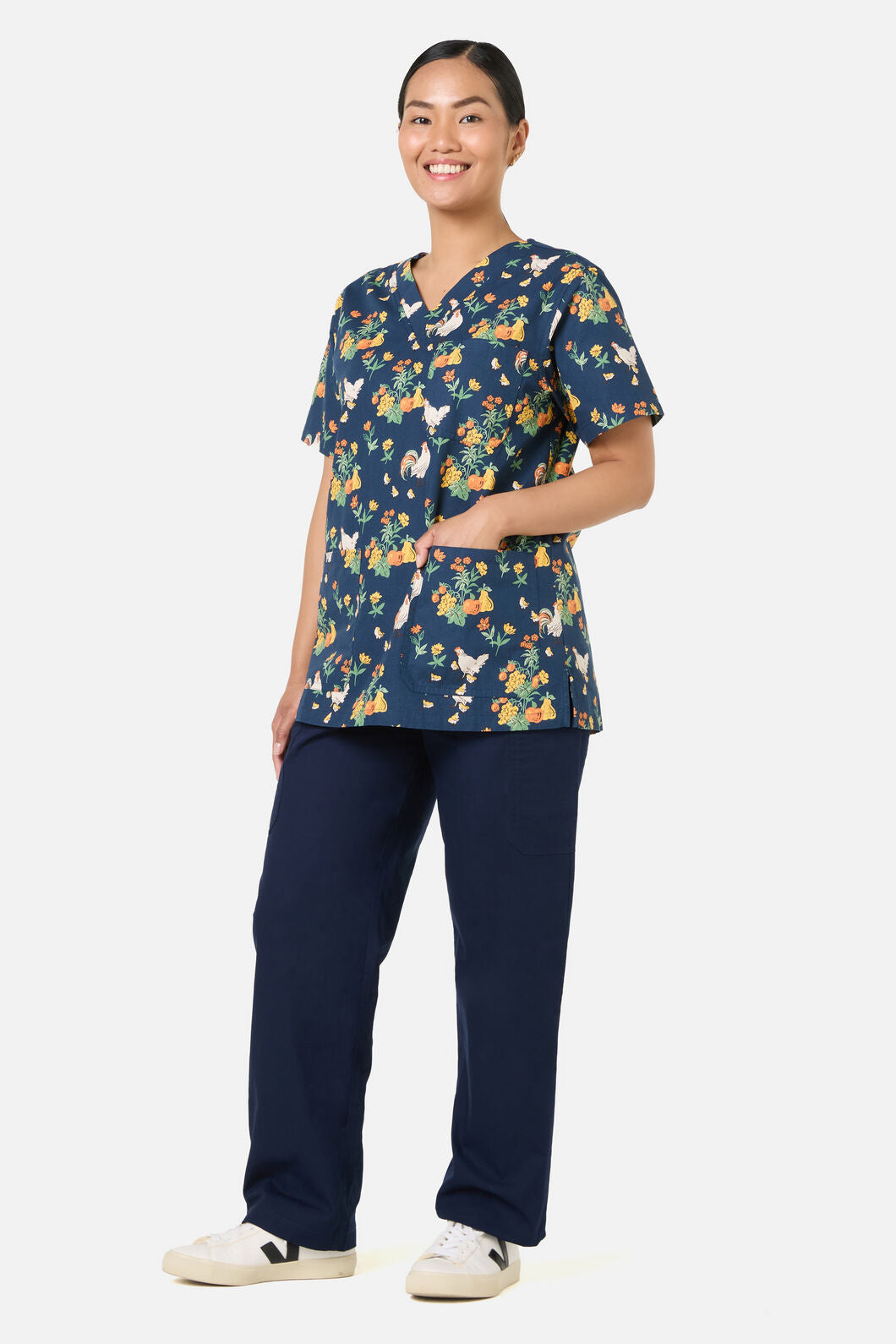 Scrubs With Love - Chickens scrub top &bottom set - navy