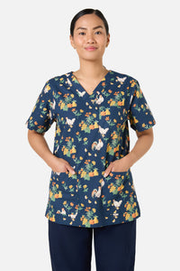 Scrubs With Love - Chickens scrub top &bottom set - navy