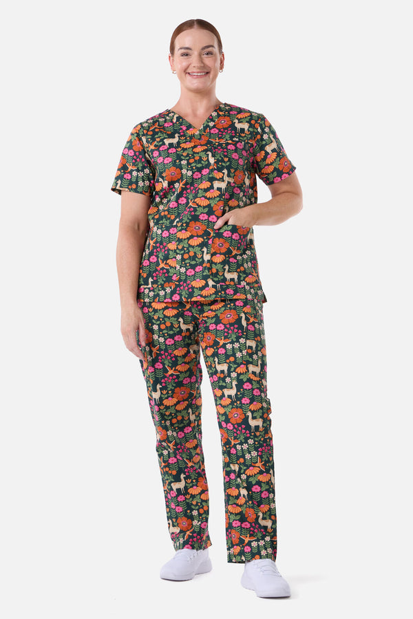 Scrubs With Love - Llama & Bird scrub set - green