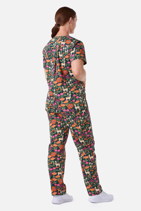 Scrubs With Love - Llama & Bird scrub set - green