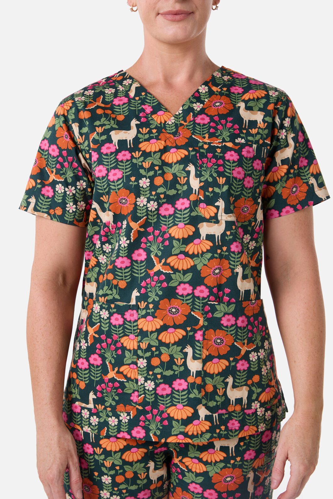 Scrubs With Love - Llama & Bird scrub set - green