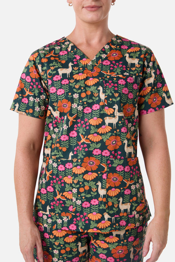 Scrubs With Love - Llama & Bird scrub set - green