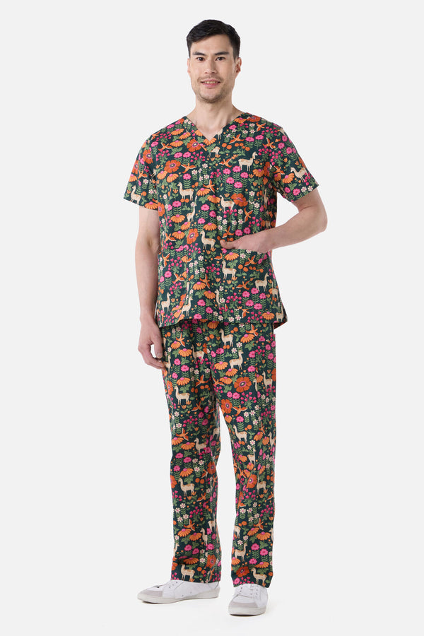 Scrubs With Love - Llama & Bird scrub set - green
