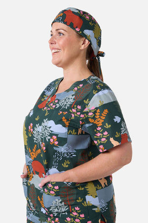 Scrubs With Love - Woodland Bear Scrub Hat - green