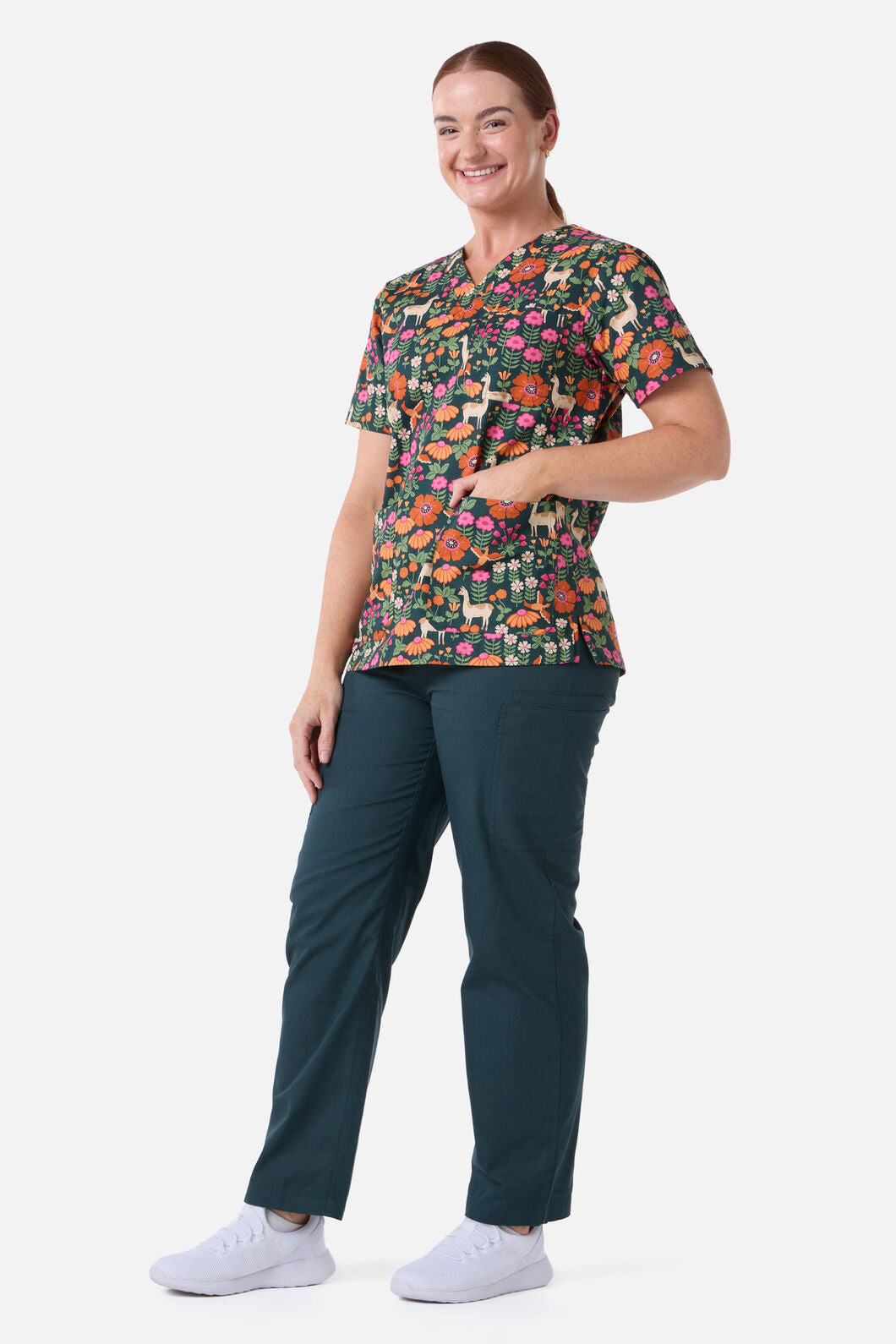 Scrubs With Love - LlamaBird Top & Pant scrub set - green