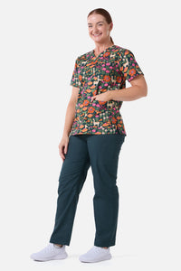 Scrubs With Love - LlamaBird Top & Pant scrub set - green