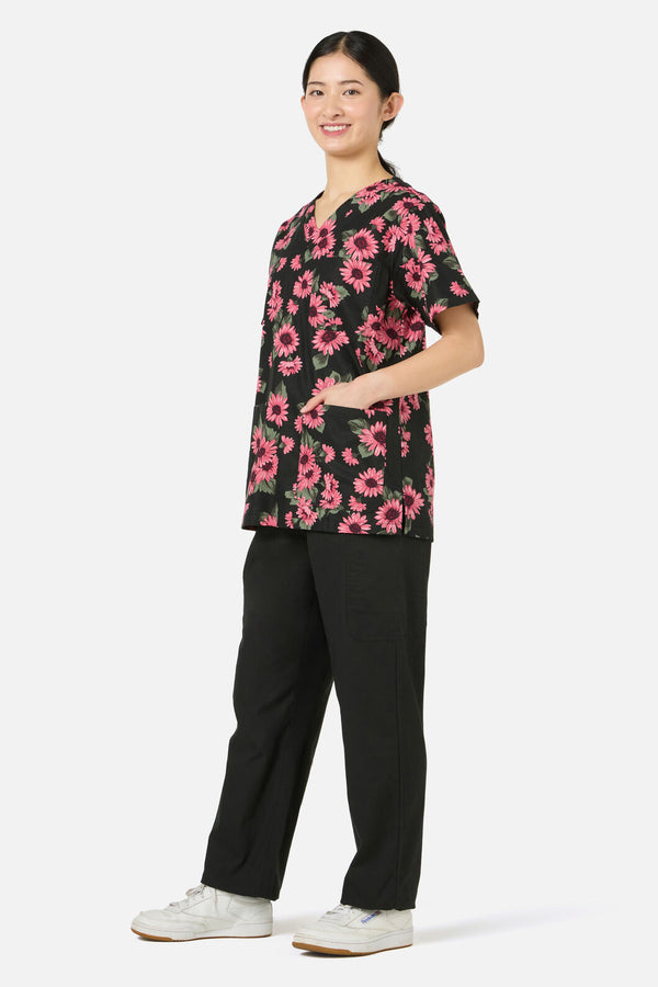 Scrubs With Love - Winter Daisy Top&Pant scrubset - green