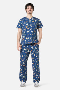 Scrubs With Love - Cute Dogs scrub set - navy