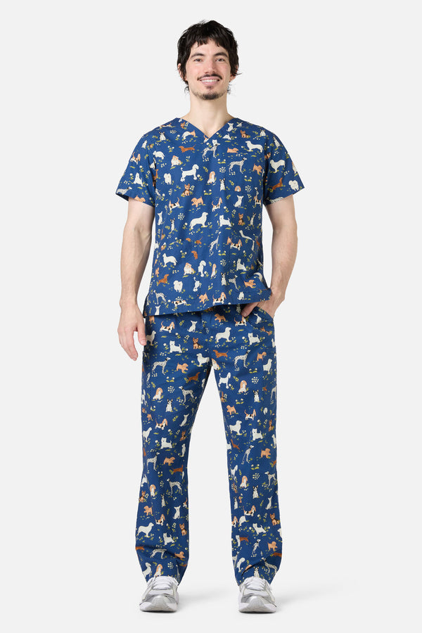 Scrubs With Love - Cute Dogs scrub set - navy
