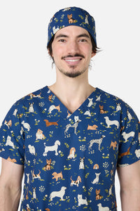 Scrubs With Love - Cute Dogs scrub hat - navy
