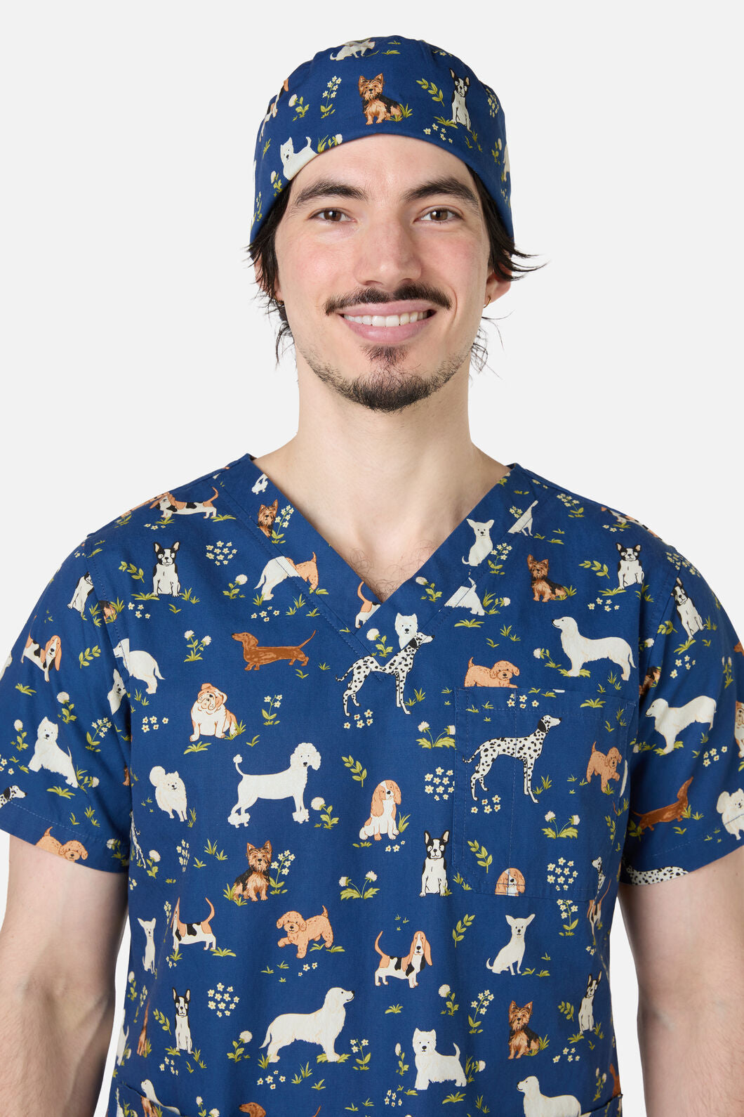 Scrubs With Love - Cute Dogs scrub hat - navy