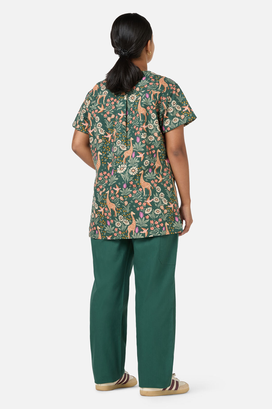 Scrubs With Love - Giraffe Top & Pant scrub set - green