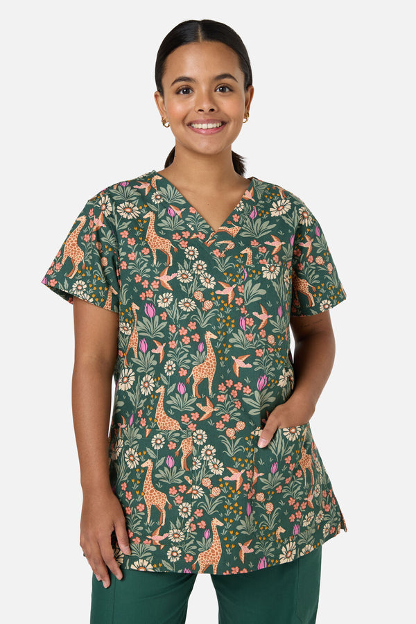 Scrubs With Love - Giraffe Top & Pant scrub set - green