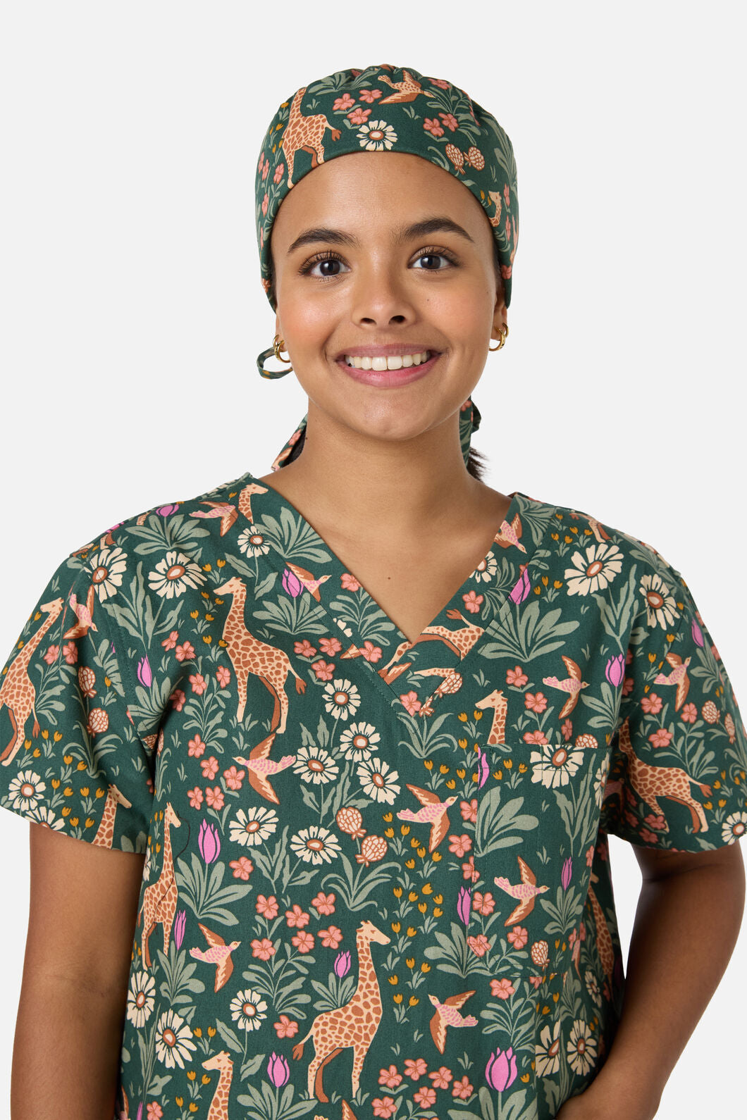 Scrubs With Love - Giraffe scrub hat - green