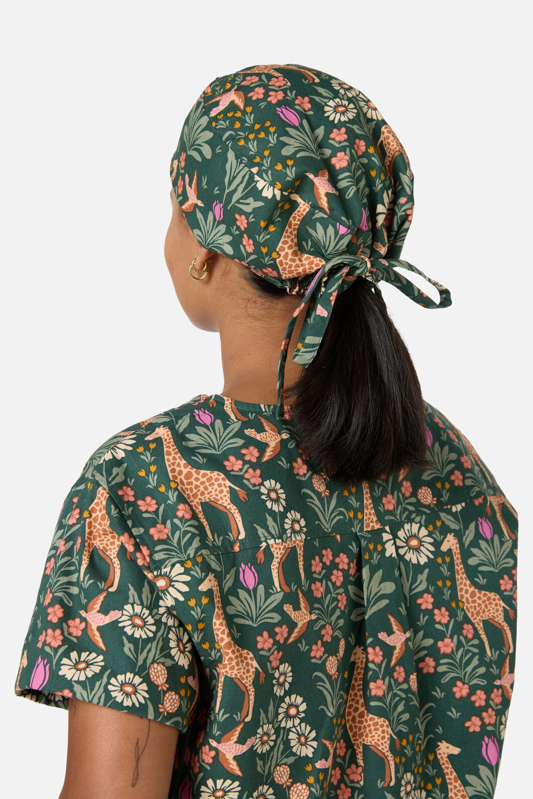 Scrubs With Love - Giraffe scrub hat - green