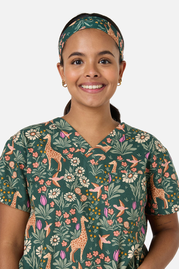Scrubs With Love - Giraffe scrub headband - green