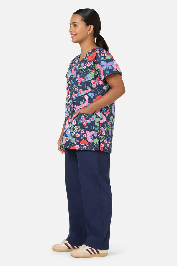 Scrubs With Love - Snakes & Flora Top&Pant scrubs - navy