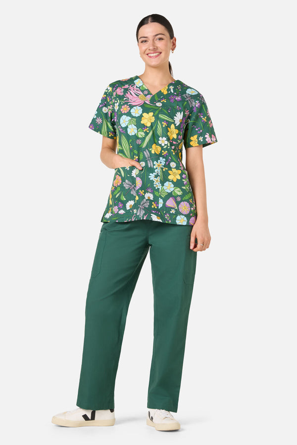 Scrubs With Love - Magical Garden Top&Pant scrubs - green