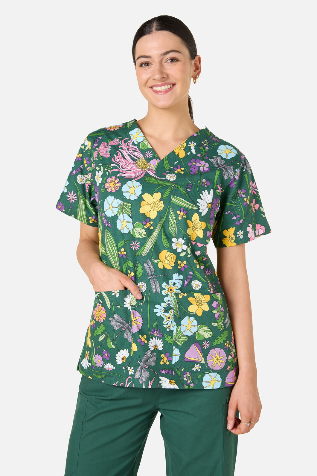 Scrubs With Love - Magical Garden Top&Pant scrubs - green