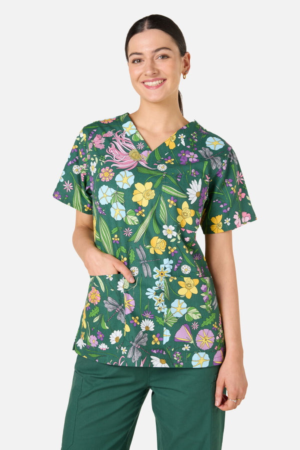 Scrubs With Love - Magical Garden Top&Pant scrubs - green