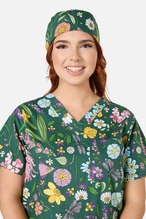 Scrubs With Love - Magical Garden scrub hat - green
