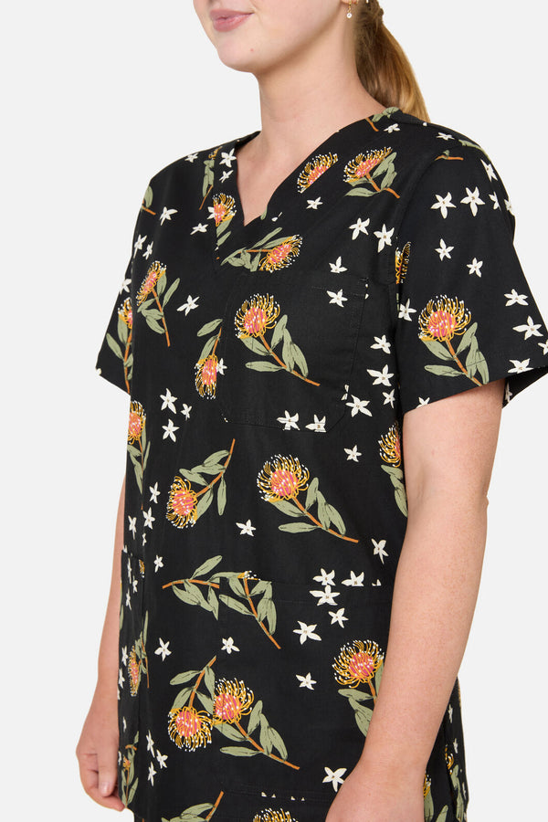 Scrubs With Love - Pincushion Protea Scrub Set - black