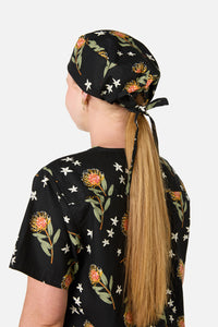 Scrubs With Love - Pincushion Protea Scrub Hat - black