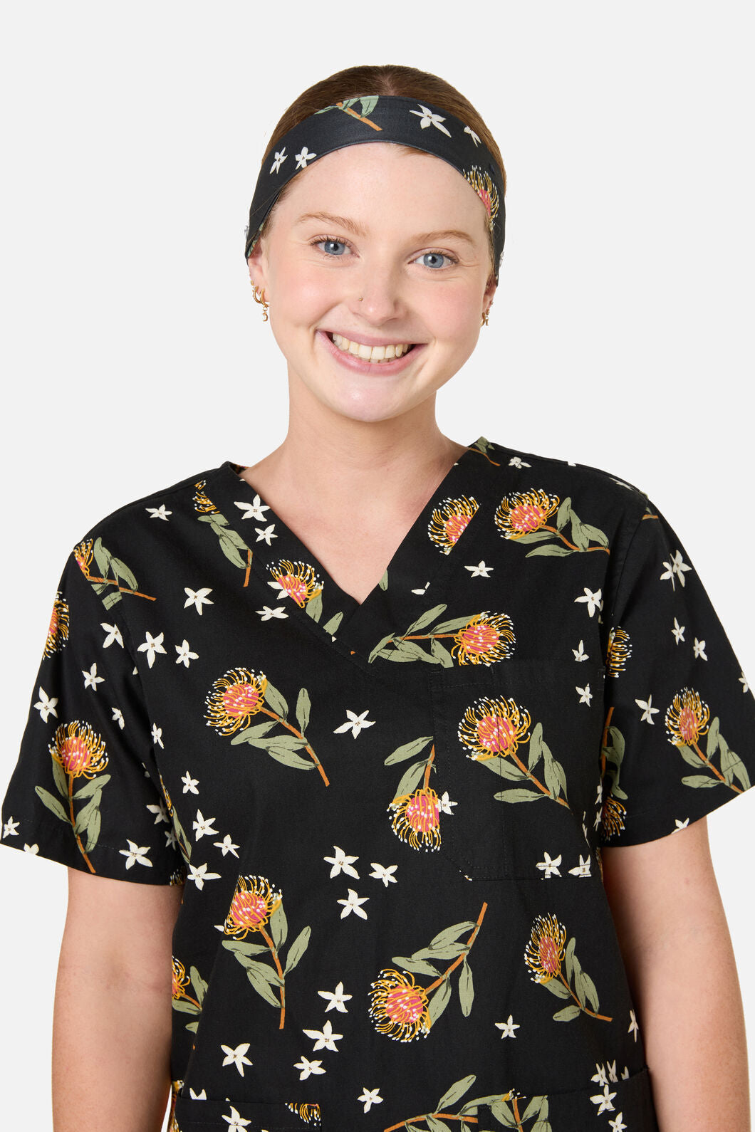 Scrubs With Love - Pincushion Protea Scrub Headband - black