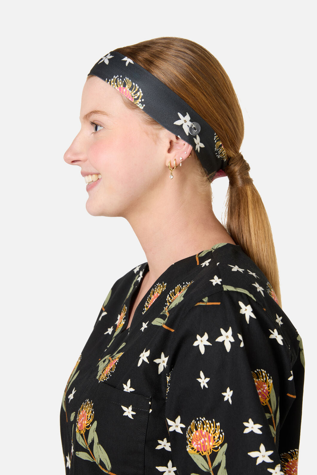 Scrubs With Love - Pincushion Protea Scrub Headband - black