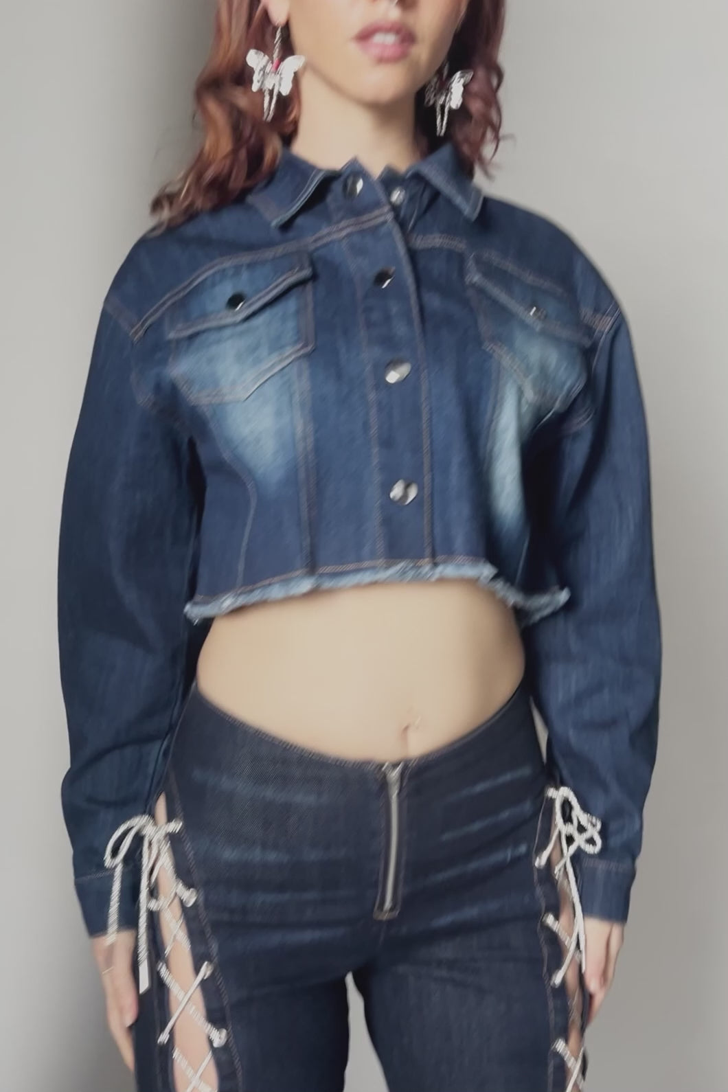 Dangerfield NZ - Dizzy Lace Up Flares - navy