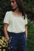 Princess Highway - Flower Chain Embroidered Top - cream