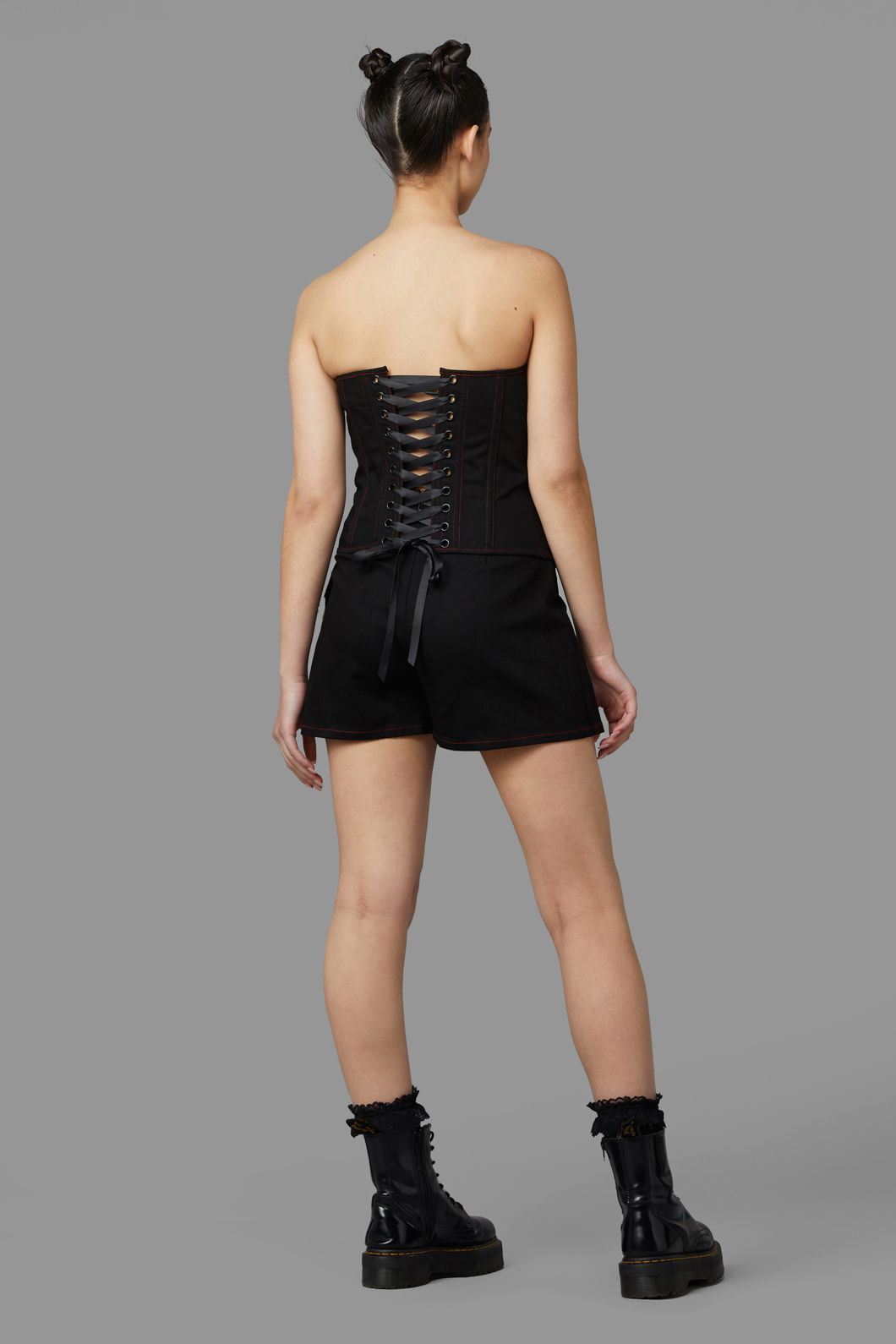 Steel Boned Black Corset Leather Vest - $62.00