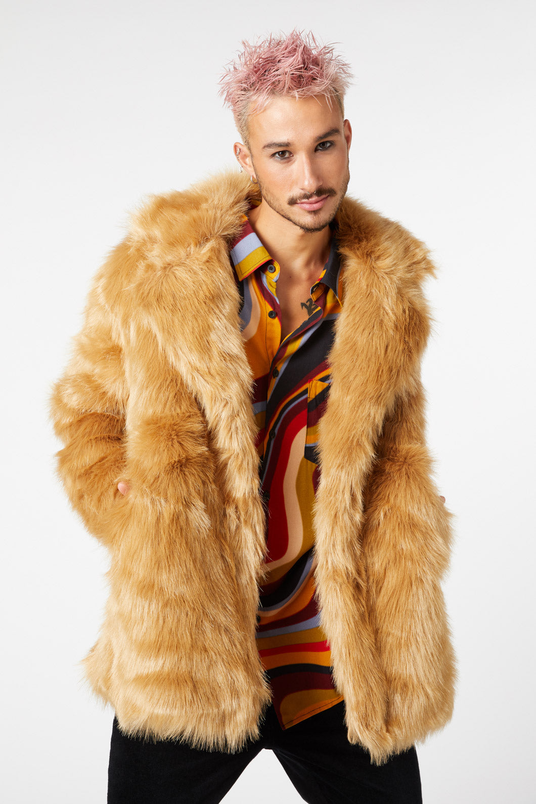 Faux fur tan jacket hotsell