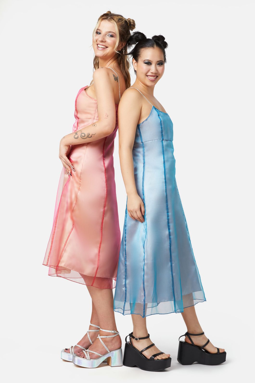 Dangerfield NZ - Holographic Sheer Dress - purple-blue