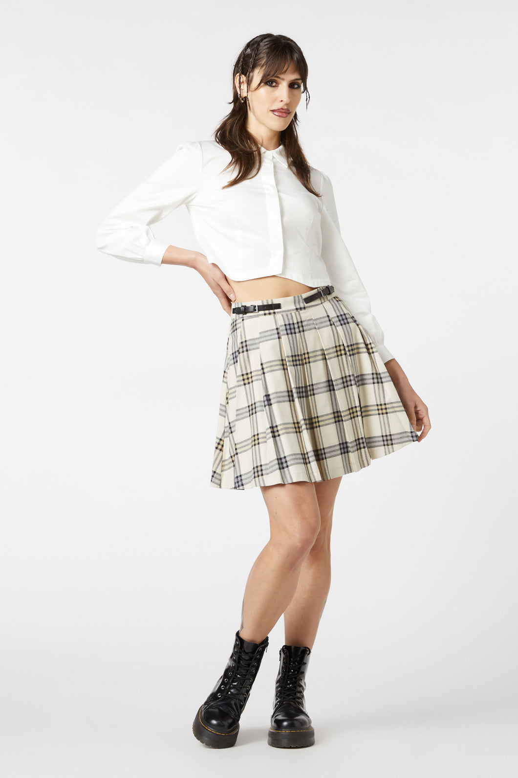 Crescent Tartan Pleated Skirt Dangerfield NZ