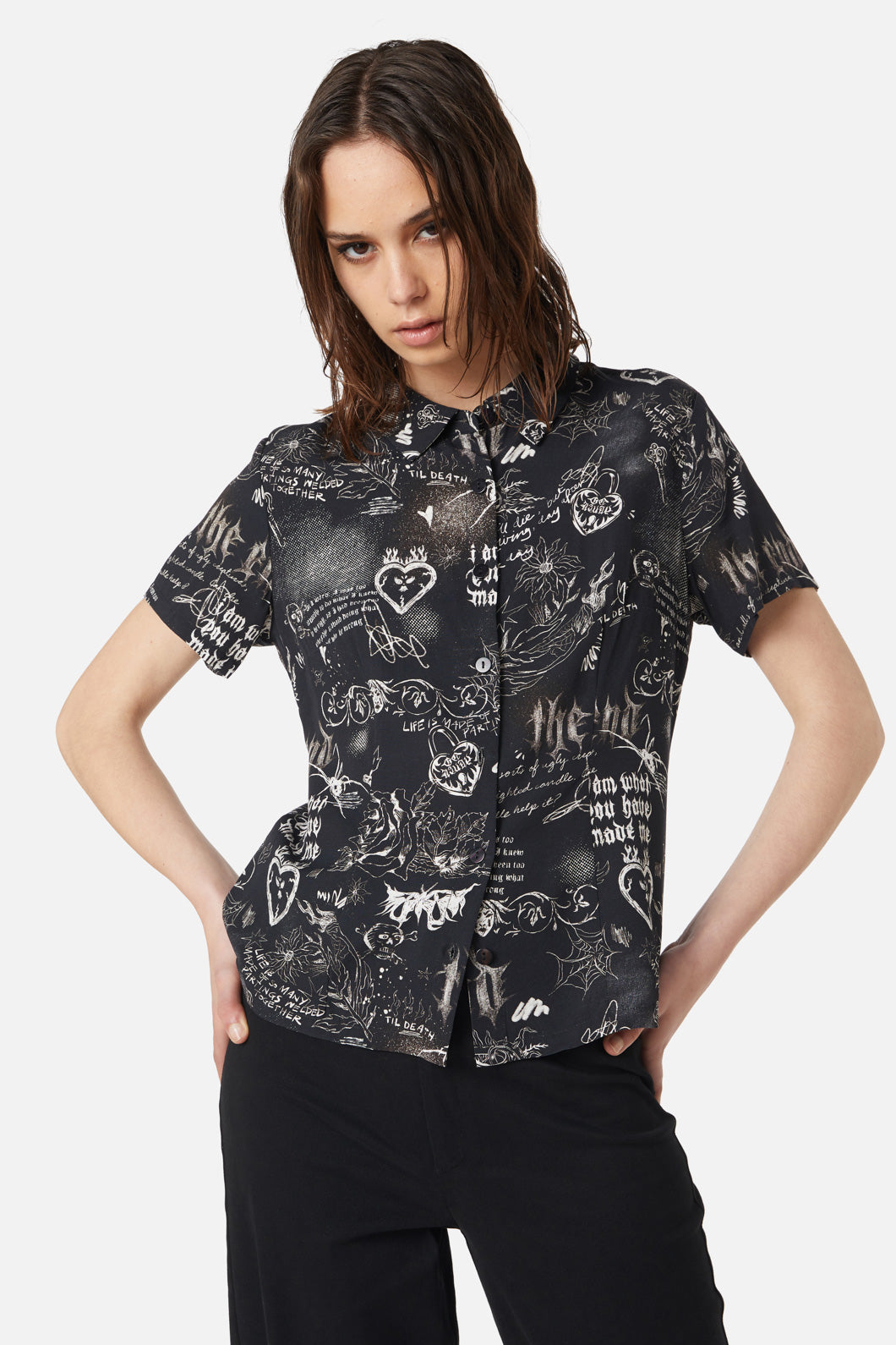 Dangerfield NZ - Lover's Departure Printed Blouse - black