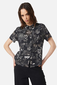 Dangerfield NZ - Lover's Departure Printed Blouse - black